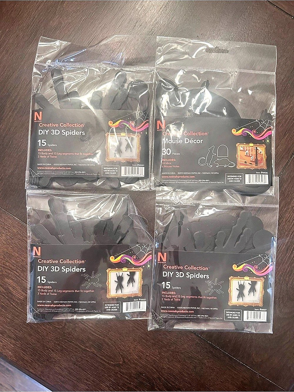 Halloween Decor - DIY 3D Spiders (3 packs) and Mouse Décor DIY (1 pk)